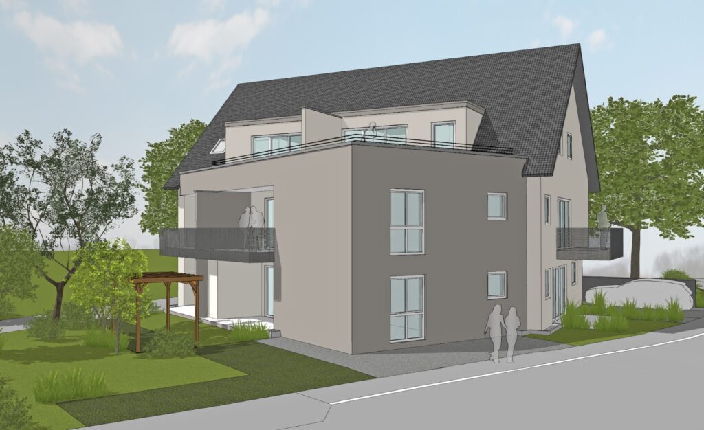 Visualisierung des geplanten Mehrfamilienhauses mit 8 Wohneinheiten für Senioren